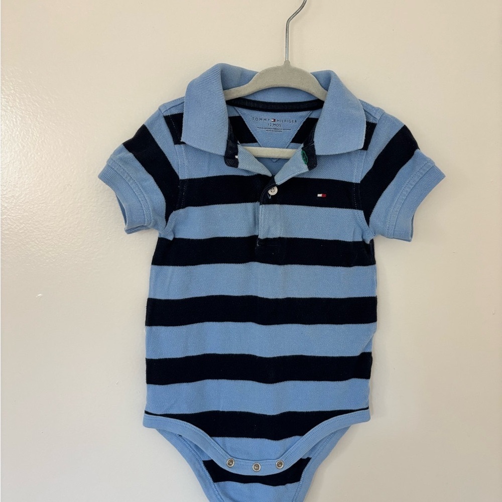 Striped collared onesie